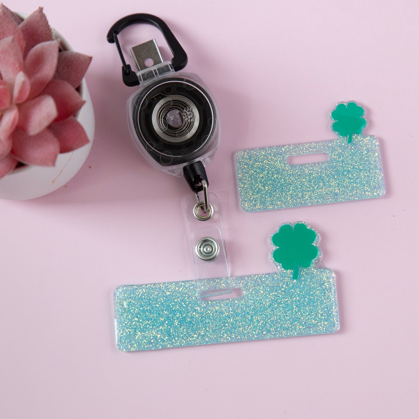 Shamrock Mini Badge Buddy, St. Patrick's Day Glitter Badge Topper