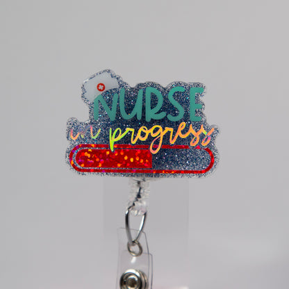Nursing Student in Progress Glitter Badge Reel