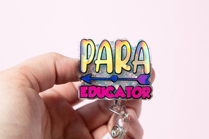 Para Educator Glitter Badge Reel
