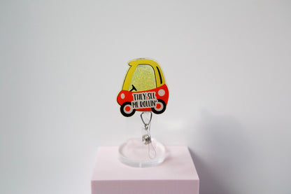 They See Me Rollin Toy Car Glitter Badge Reel