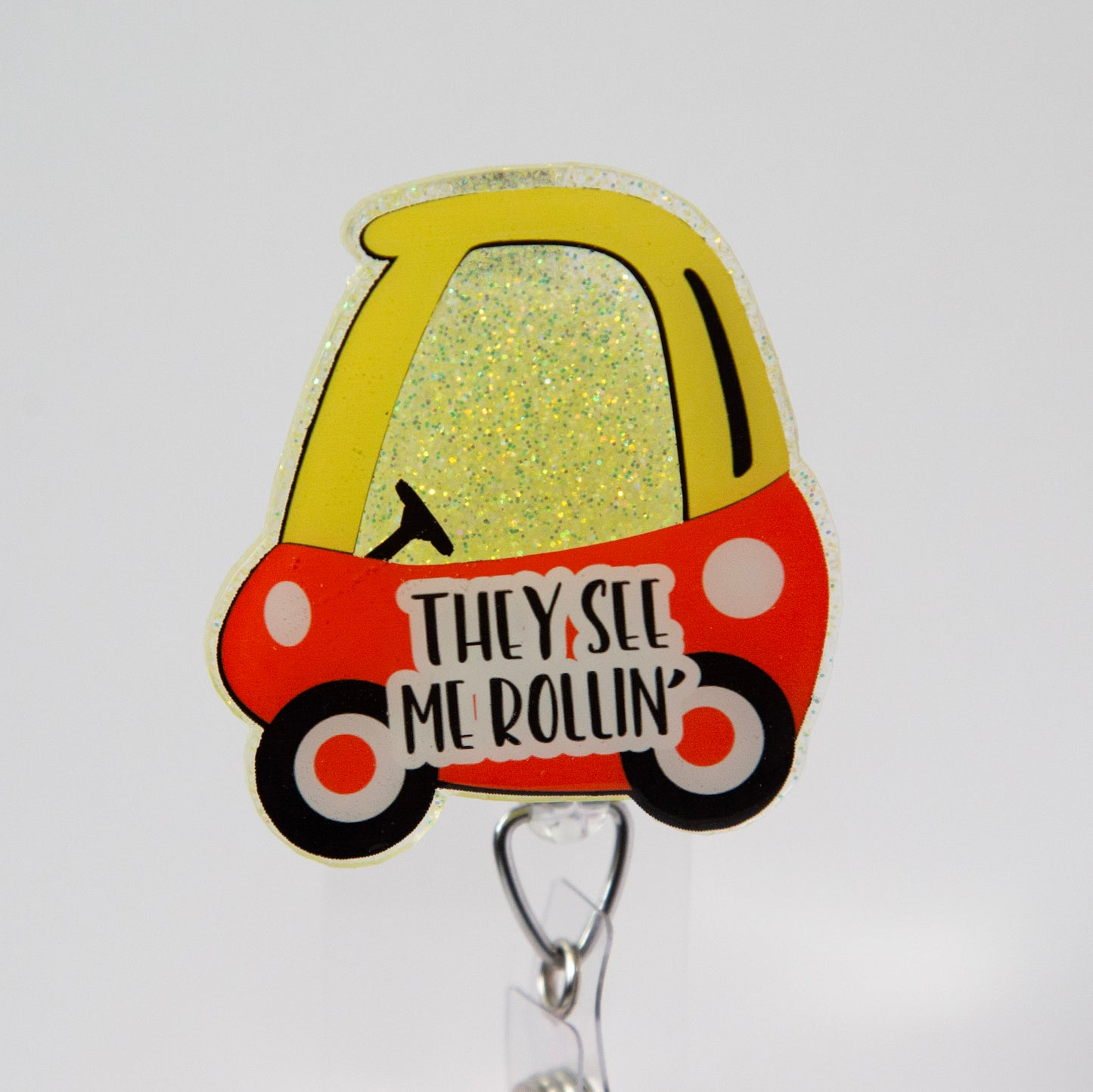 They See Me Rollin Toy Car Glitter Badge Reel