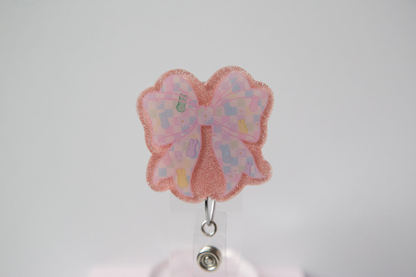 Easter Coquette badge reel Custom Glitter Retractable ID Holder