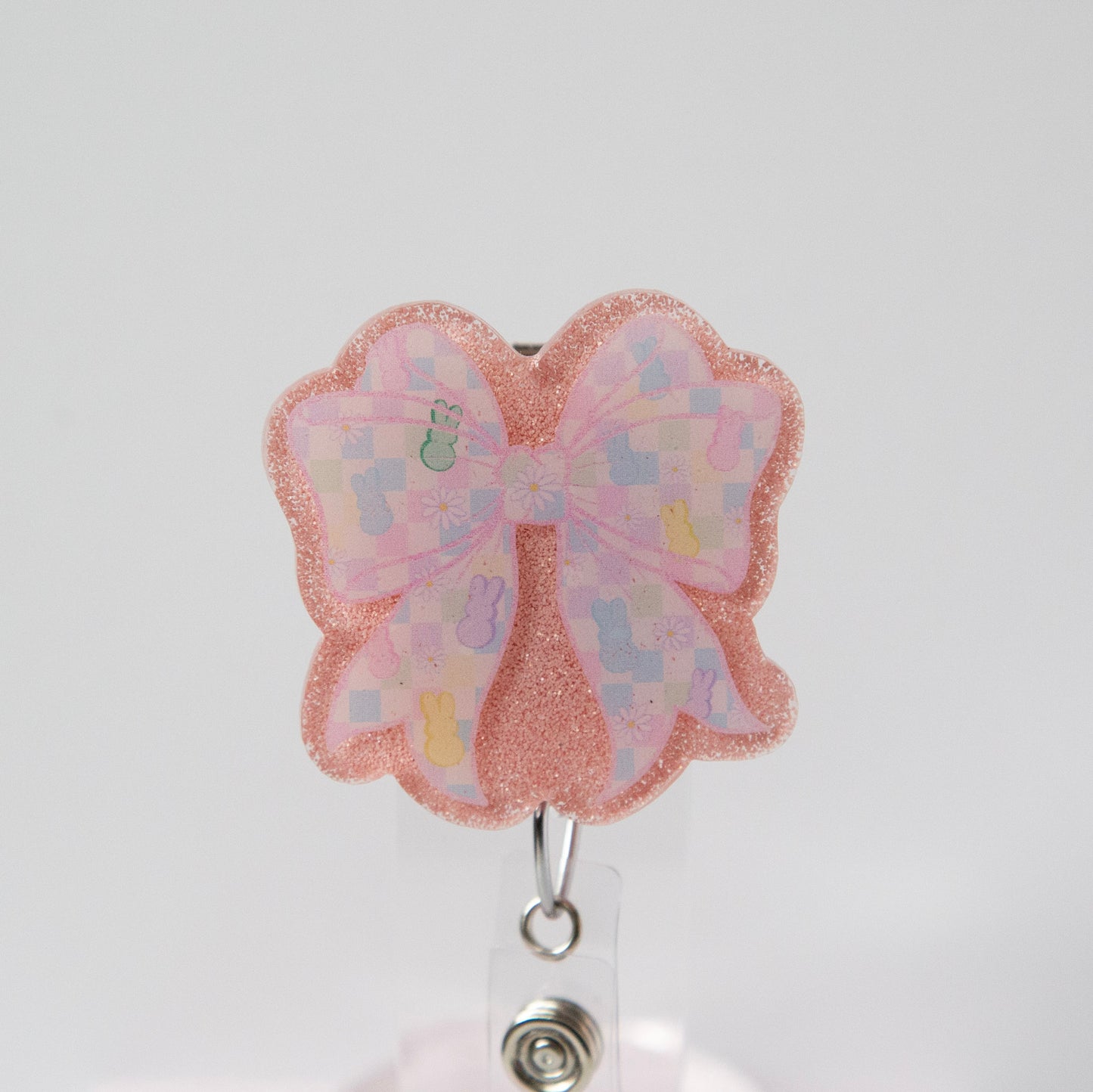 Easter Coquette badge reel Custom Glitter Retractable ID Holder