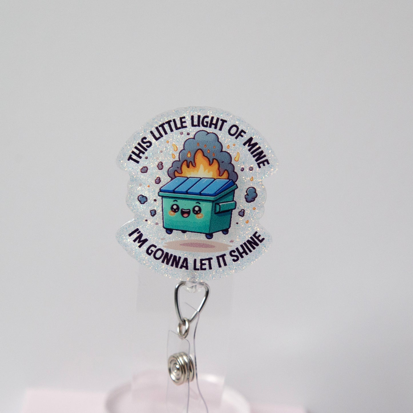 This Little light of mine Funny Glitter Badge Reel