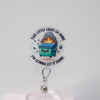 This Little light of mine Funny Glitter Badge Reel