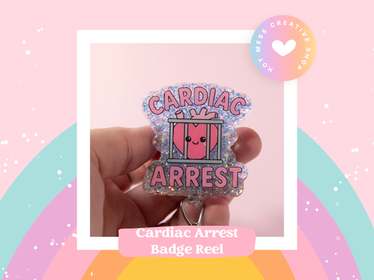 Cardiac Arrest Funny Glitter Badge Reel