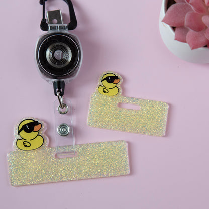 Cool Duck Mini Badge Buddy, Glitter Badge Topper
