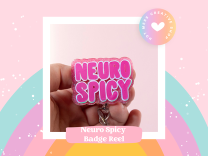 Pink Neuro Spicy Glitter Badge Reel