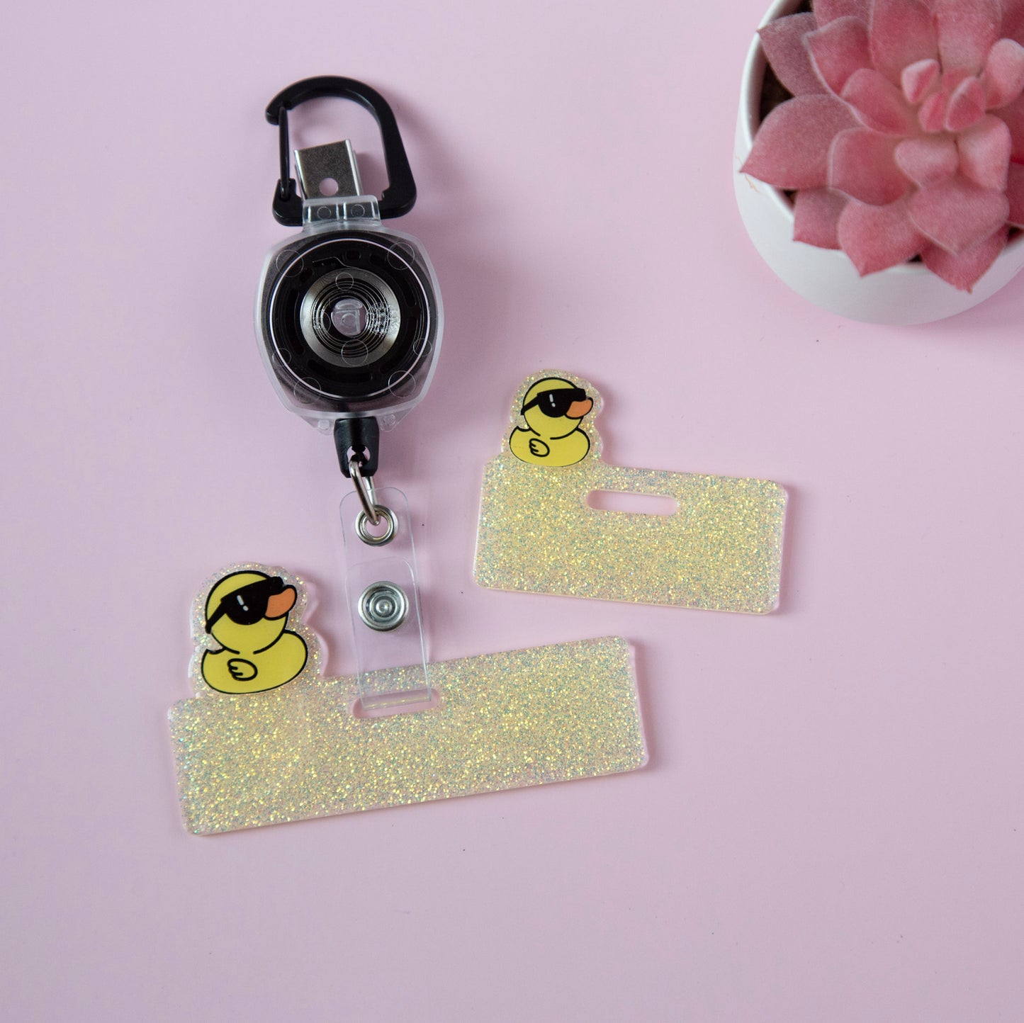 Cool Duck Mini Badge Buddy, Glitter Badge Topper