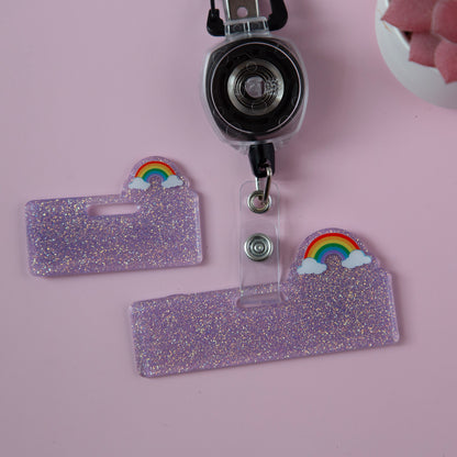 Rainbow Mini Badge Buddy, Spring Glitter Badge Topper