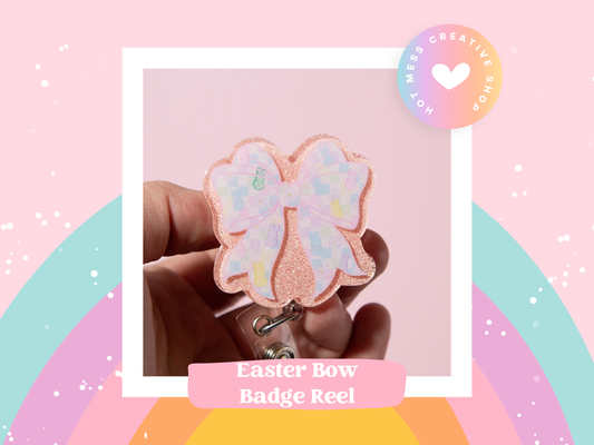 Easter Coquette badge reel Custom Glitter Retractable ID Holder
