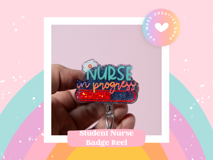 Nursing Student in Progress Glitter Badge Reel