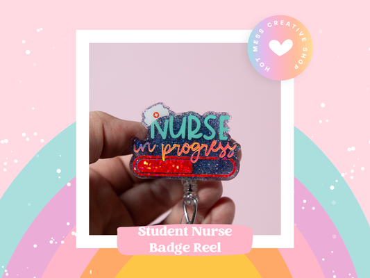 Nursing Student in Progress Glitter Badge Reel
