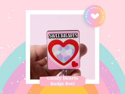 Conversation Hearts Badge Reel, Interchangeable Badge Reel
