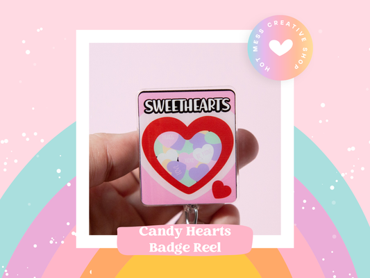 Conversation Hearts Badge Reel, Interchangeable Badge Reel