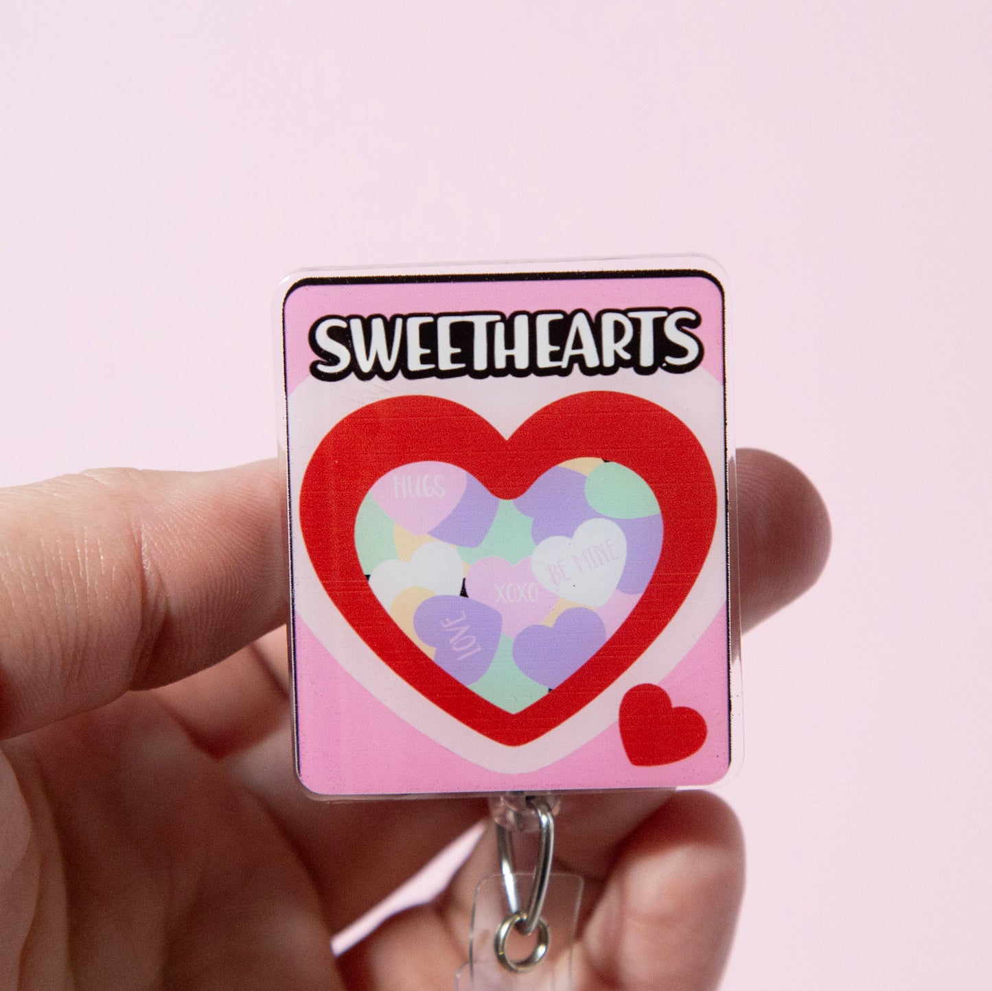 Conversation Hearts Badge Reel, Interchangeable Badge Reel
