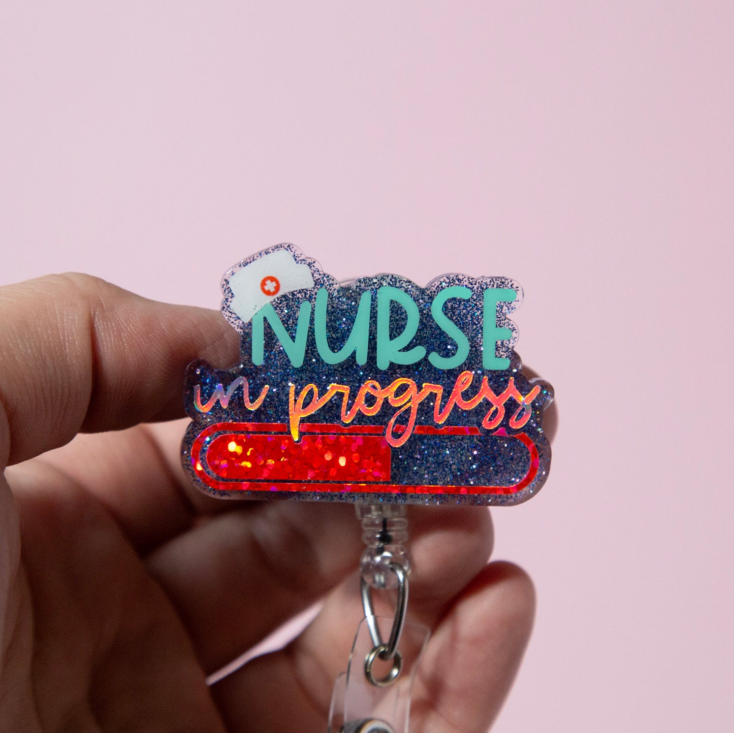 Nursing Student in Progress Glitter Badge Reel