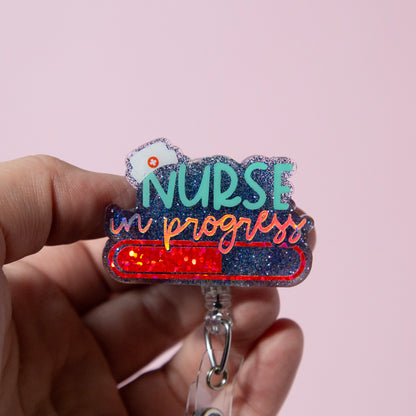 Nursing Student in Progress Glitter Badge Reel