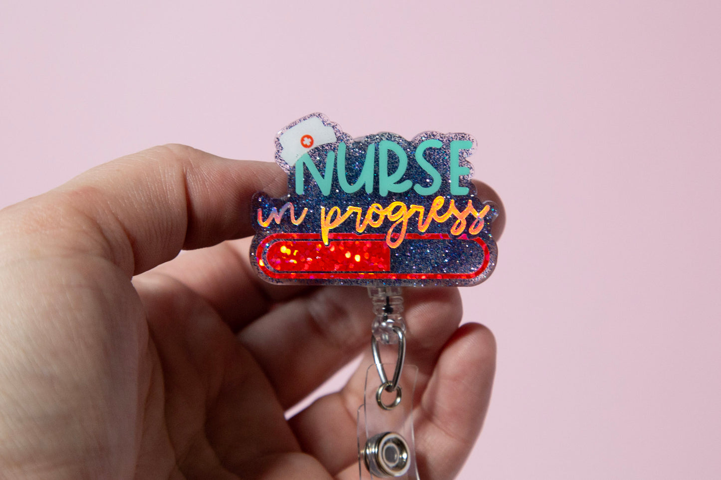 Nursing Student in Progress Glitter Badge Reel