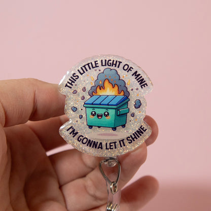 This Little light of mine Funny Glitter Badge Reel
