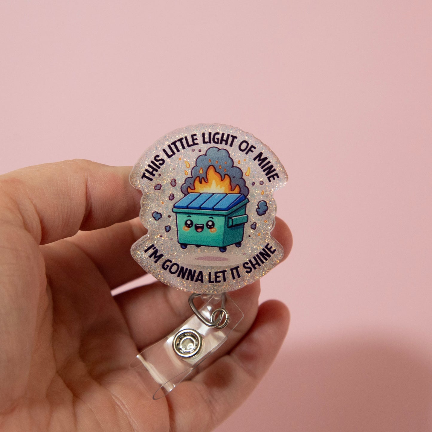 This Little light of mine Funny Glitter Badge Reel