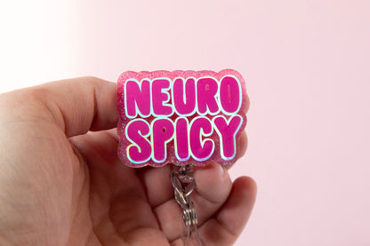 Pink Neuro Spicy Glitter Badge Reel