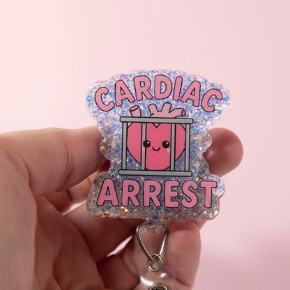 Cardiac Arrest Funny Glitter Badge Reel